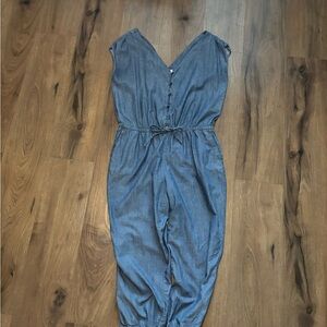 Inked and Faded Denim Blue Jumpsuit